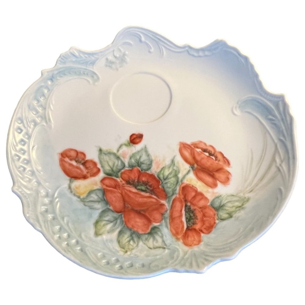 RARE! Vtg Set Charming Floral Snack Plates 4 Colors. Heart-achingly Sweet! 9.5"
